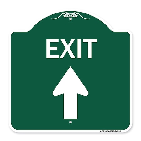 Signmission Designer Series Exit Exit W/ Up Arrow, Green & White Aluminum Sign, 18" H, 18" L, GW-1818-24030 A-DES-GW-1818-24030